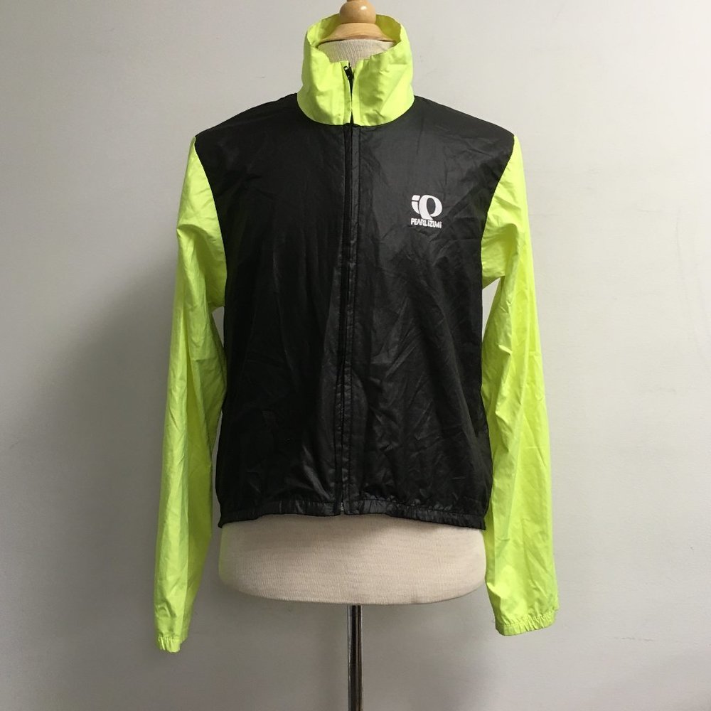 PEARL IZUMI black neon green cycling jacket pouch pocket S